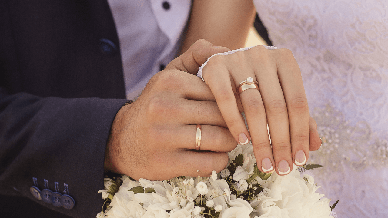 wedding ring and engagement ring